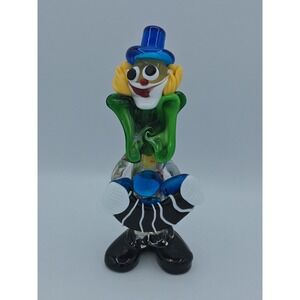 Vintage Italian Murano Hand Blown Glass Circus Clown Figurine Sculpture - Italy